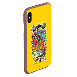 Чехол iPhone XS Max матовый CupHead Family, цвет: 3D-коричневый — фото 2