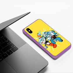 Чехол iPhone XS Max матовый Cuphead bros, цвет: 3D-фиолетовый — фото 2