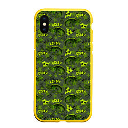 Чехол iPhone XS Max матовый Динозавры T-rex, цвет: 3D-желтый