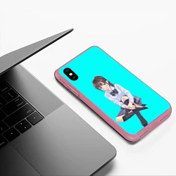 Чехол iPhone XS Max матовый Anime girl, цвет: 3D-малиновый — фото 2