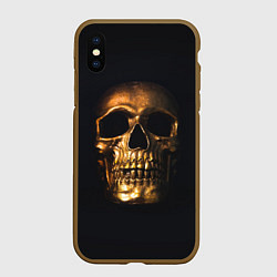 Чехол iPhone XS Max матовый Golden Skull, цвет: 3D-коричневый