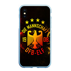Чехол iPhone XS Max матовый Сборная Германии, цвет: 3D-голубой