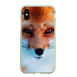 Чехол iPhone XS Max матовый Мордочка лисы, цвет: 3D-салатовый