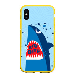 Чехол iPhone XS Max матовый Акула bite, цвет: 3D-желтый