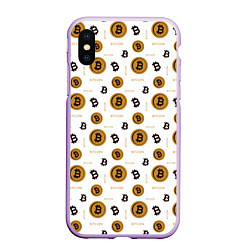 Чехол iPhone XS Max матовый Узор и биткоина Pattern, цвет: 3D-сиреневый