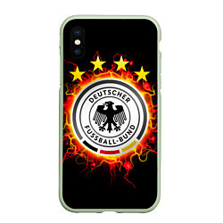 Чехол iPhone XS Max матовый Сборная Германии, цвет: 3D-салатовый