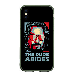 Чехол iPhone XS Max матовый The Dude Abides Лебовски, цвет: 3D-темно-зеленый