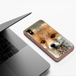 Чехол iPhone XS Max матовый Миленький лисенок, цвет: 3D-коричневый — фото 2
