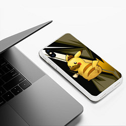 Чехол iPhone XS Max матовый Пикачу детектив, цвет: 3D-белый — фото 2