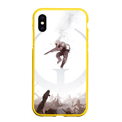 Чехол iPhone XS Max матовый Quake War, цвет: 3D-желтый
