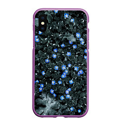 Чехол iPhone XS Max матовый Маленькие ЦветЫ, цвет: 3D-фиолетовый