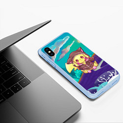 Чехол iPhone XS Max матовый Покемон в костюме, цвет: 3D-голубой — фото 2