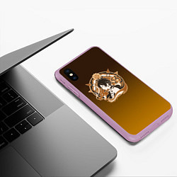 Чехол iPhone XS Max матовый Genshin Impact - Zhongli, цвет: 3D-сиреневый — фото 2