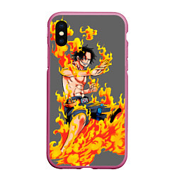 Чехол iPhone XS Max матовый Портгас Д Эйс из One Piece, цвет: 3D-малиновый