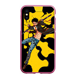 Чехол iPhone XS Max матовый Трафальгар Ло из One Piece, цвет: 3D-малиновый