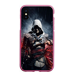 Чехол iPhone XS Max матовый Assassins Creed 4: Black Flag, цвет: 3D-малиновый