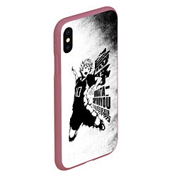 Чехол iPhone XS Max матовый Шоё Хината удар сверху Haikyuu!!, цвет: 3D-малиновый — фото 2