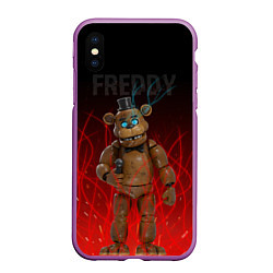 Чехол iPhone XS Max матовый FNAF FREDDY, цвет: 3D-фиолетовый