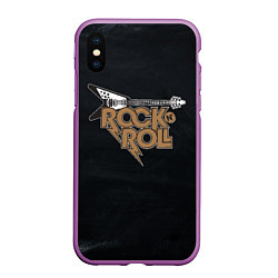 Чехол iPhone XS Max матовый Rock n Roll Гитара, цвет: 3D-фиолетовый