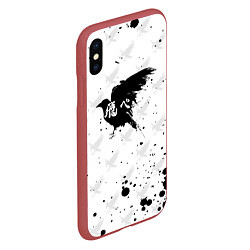 Чехол iPhone XS Max матовый Лозунг Карасуно ворон Haikyu!!, цвет: 3D-красный — фото 2