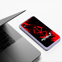 Чехол iPhone XS Max матовый БЕРСЕРК лого и надпись, цвет: 3D-светло-сиреневый — фото 2