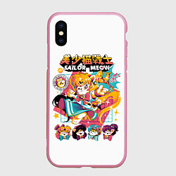 Чехол iPhone XS Max матовый Sailor Meow, цвет: 3D-розовый