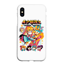 Чехол iPhone XS Max матовый Sailor Meow, цвет: 3D-белый