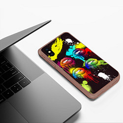 Чехол iPhone XS Max матовый Красочные кубы, цвет: 3D-коричневый — фото 2