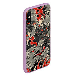 Чехол iPhone XS Max матовый Китайский Дракон, China Dragon, цвет: 3D-сиреневый — фото 2