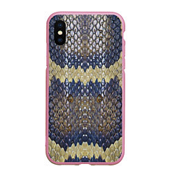 Чехол iPhone XS Max матовый Рептилоид Змея, цвет: 3D-розовый