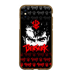 Чехол iPhone XS Max матовый BERSERK ЛОГО, цвет: 3D-коричневый