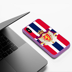 Чехол iPhone XS Max матовый Норвегия Флаг и герб Норвегии, цвет: 3D-фиолетовый — фото 2