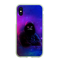 Чехол iPhone XS Max матовый КОСМО КОТ SPACE CAT Z, цвет: 3D-салатовый