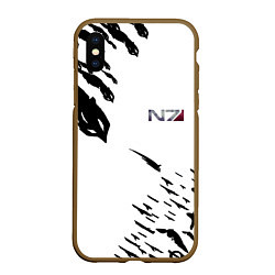 Чехол iPhone XS Max матовый MASS EFFECT ПОСЛЕДНИЙ БОЙ БЕЛ, цвет: 3D-коричневый