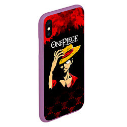 Чехол iPhone XS Max матовый Луффи One Piece Большой куш, цвет: 3D-фиолетовый — фото 2