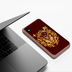 Чехол iPhone XS Max матовый One Piece Портгас Д Эйс в огне, цвет: 3D-коричневый — фото 2