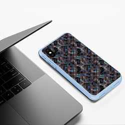 Чехол iPhone XS Max матовый Коричневый абстрактный узор, цвет: 3D-голубой — фото 2
