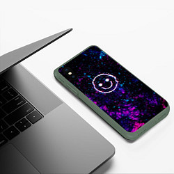 Чехол iPhone XS Max матовый GLITCH SMILE ГЛИТЧ СМАЙЛ, цвет: 3D-темно-зеленый — фото 2