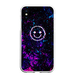 Чехол iPhone XS Max матовый GLITCH SMILE ГЛИТЧ СМАЙЛ