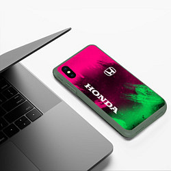 Чехол iPhone XS Max матовый NEON HONDA НЕОН ХОНДА, цвет: 3D-темно-зеленый — фото 2