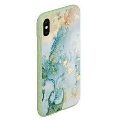 Чехол iPhone XS Max матовый Абстрактный мрамор, цвет: 3D-салатовый — фото 2