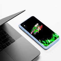 Чехол iPhone XS Max матовый Лизун на скейте, цвет: 3D-голубой — фото 2