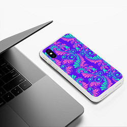 Чехол iPhone XS Max матовый Яркий цветочный узор, цвет: 3D-белый — фото 2