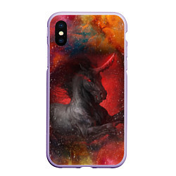 Чехол iPhone XS Max матовый Единорог Unicorn Z, цвет: 3D-светло-сиреневый