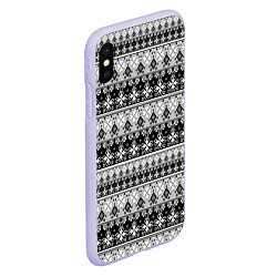 Чехол iPhone XS Max матовый Черно-белый орнамент, цвет: 3D-светло-сиреневый — фото 2