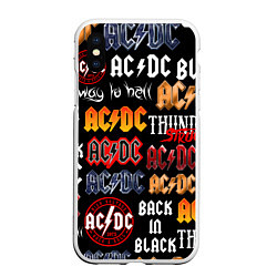 Чехол iPhone XS Max матовый AC DC LOGOBOMBING, цвет: 3D-белый