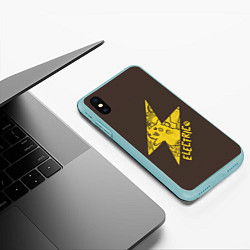 Чехол iPhone XS Max матовый Электрические покемоны, цвет: 3D-мятный — фото 2