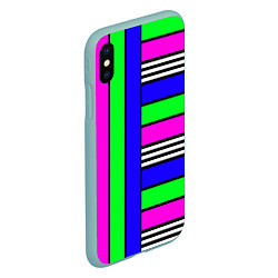 Чехол iPhone XS Max матовый Полосатый яркий летний узор, цвет: 3D-мятный — фото 2