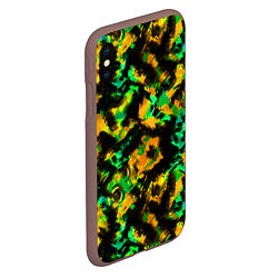 Чехол iPhone XS Max матовый Абстрактный желто-зеленый узор, цвет: 3D-коричневый — фото 2