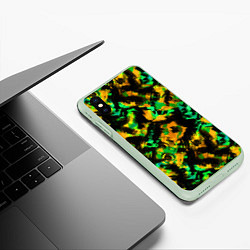 Чехол iPhone XS Max матовый Абстрактный желто-зеленый узор, цвет: 3D-салатовый — фото 2